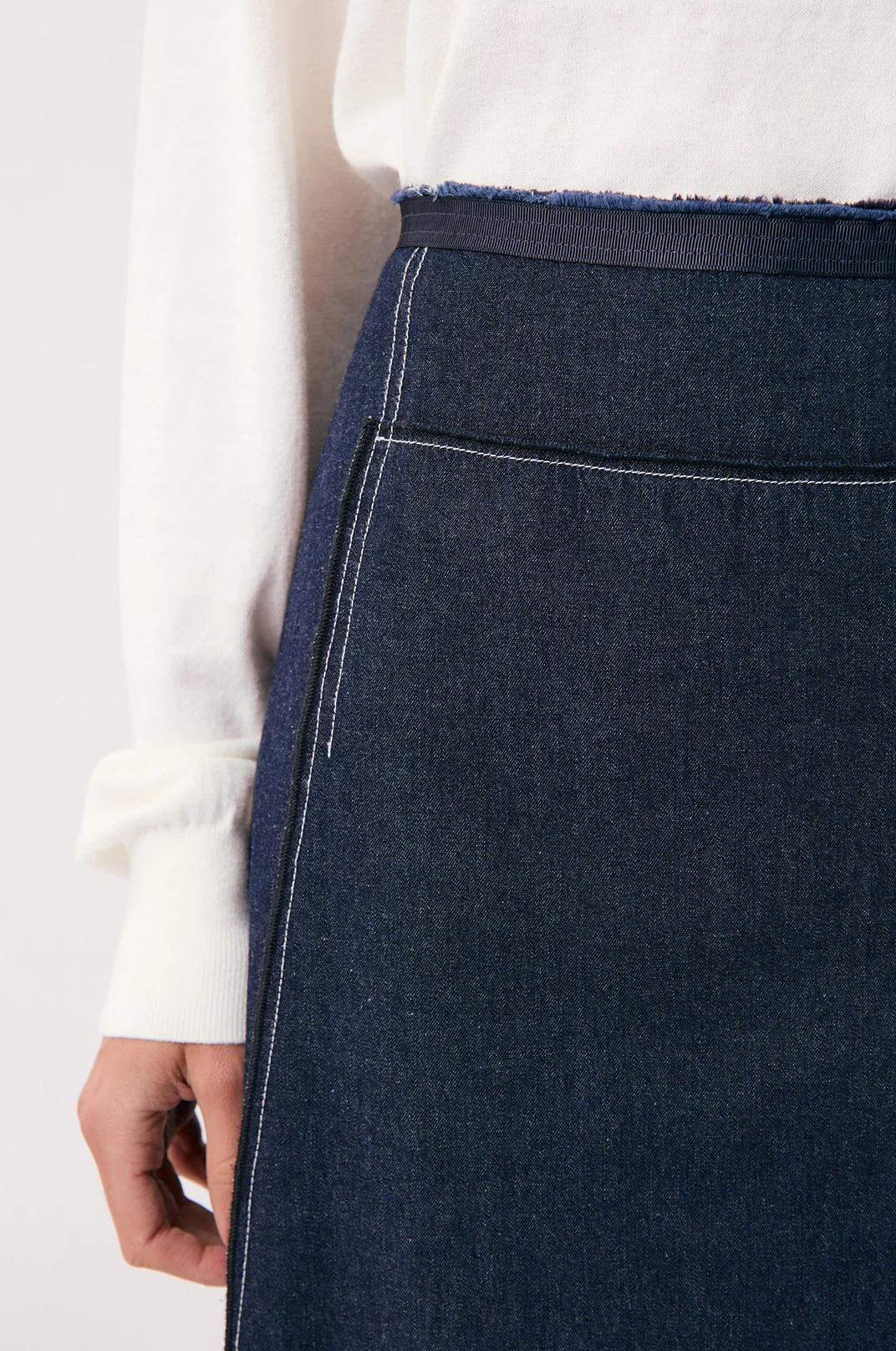 Yuliana Asymmetric Midi Skirt (Denim) - Image 4