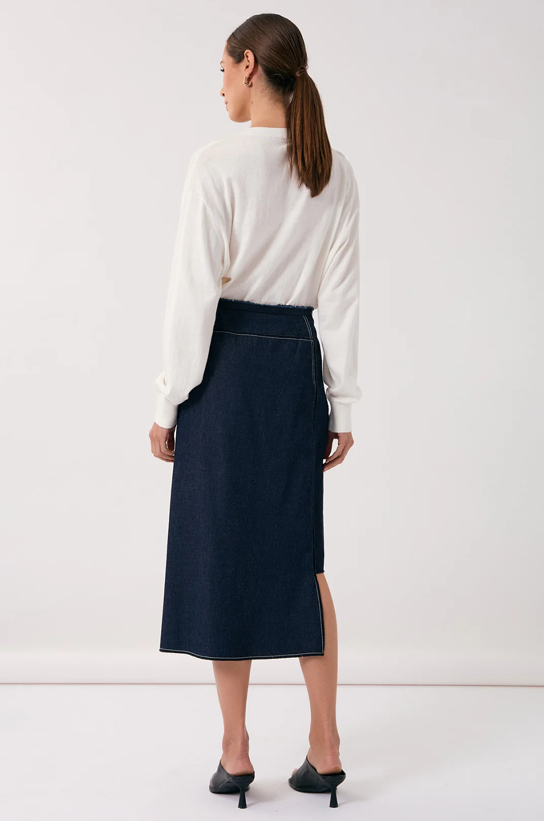 Yuliana Asymmetric Midi Skirt (Denim) - Image 5