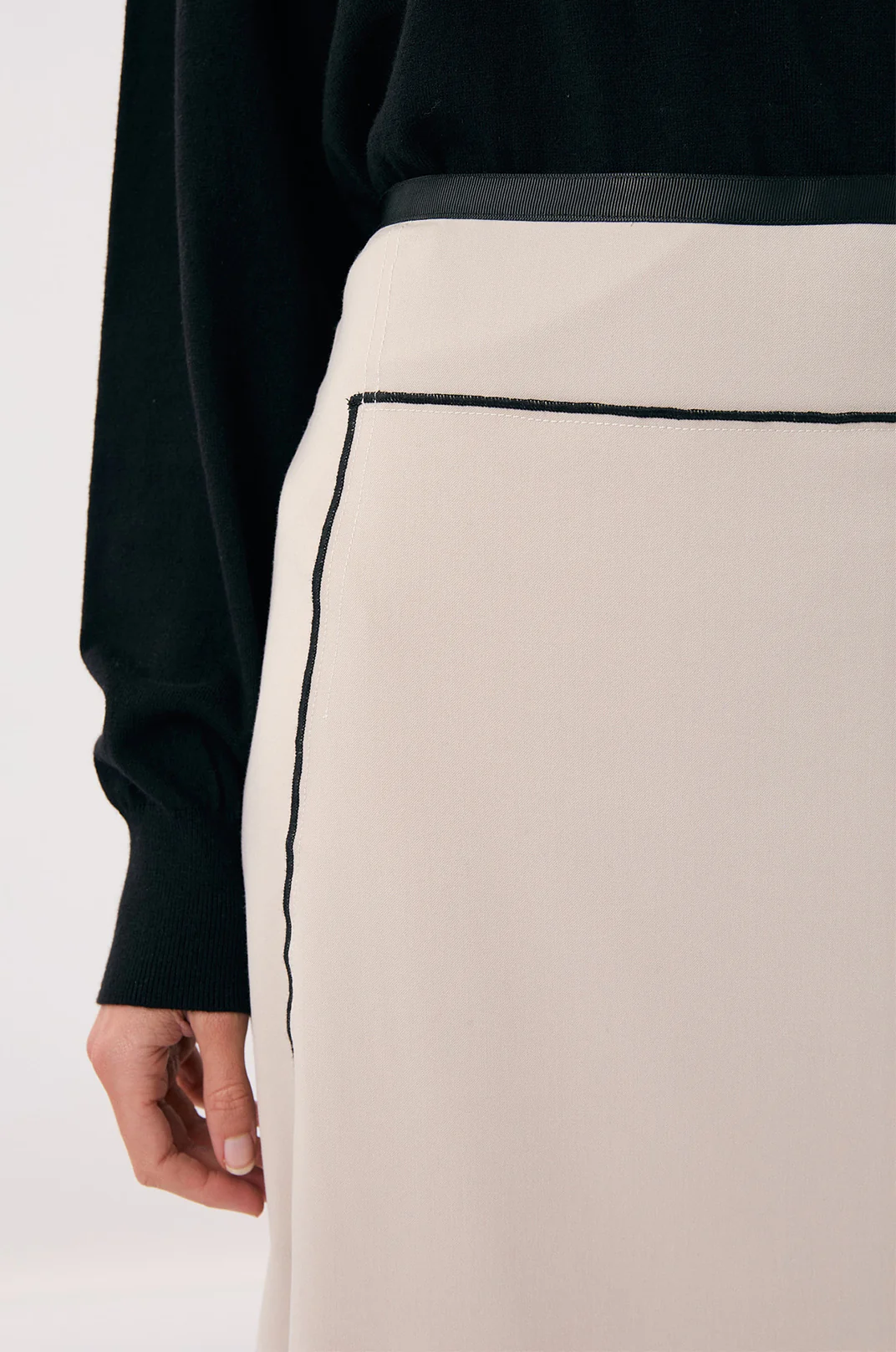 Yuliana Asymmetric Midi Skirt (Stone) - Image 3