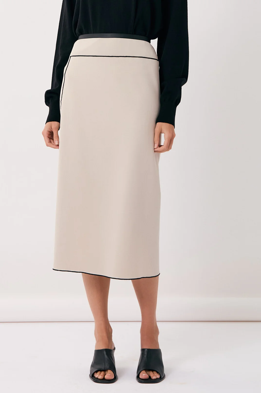 Yuliana Asymmetric Midi Skirt (Stone) - Image 4