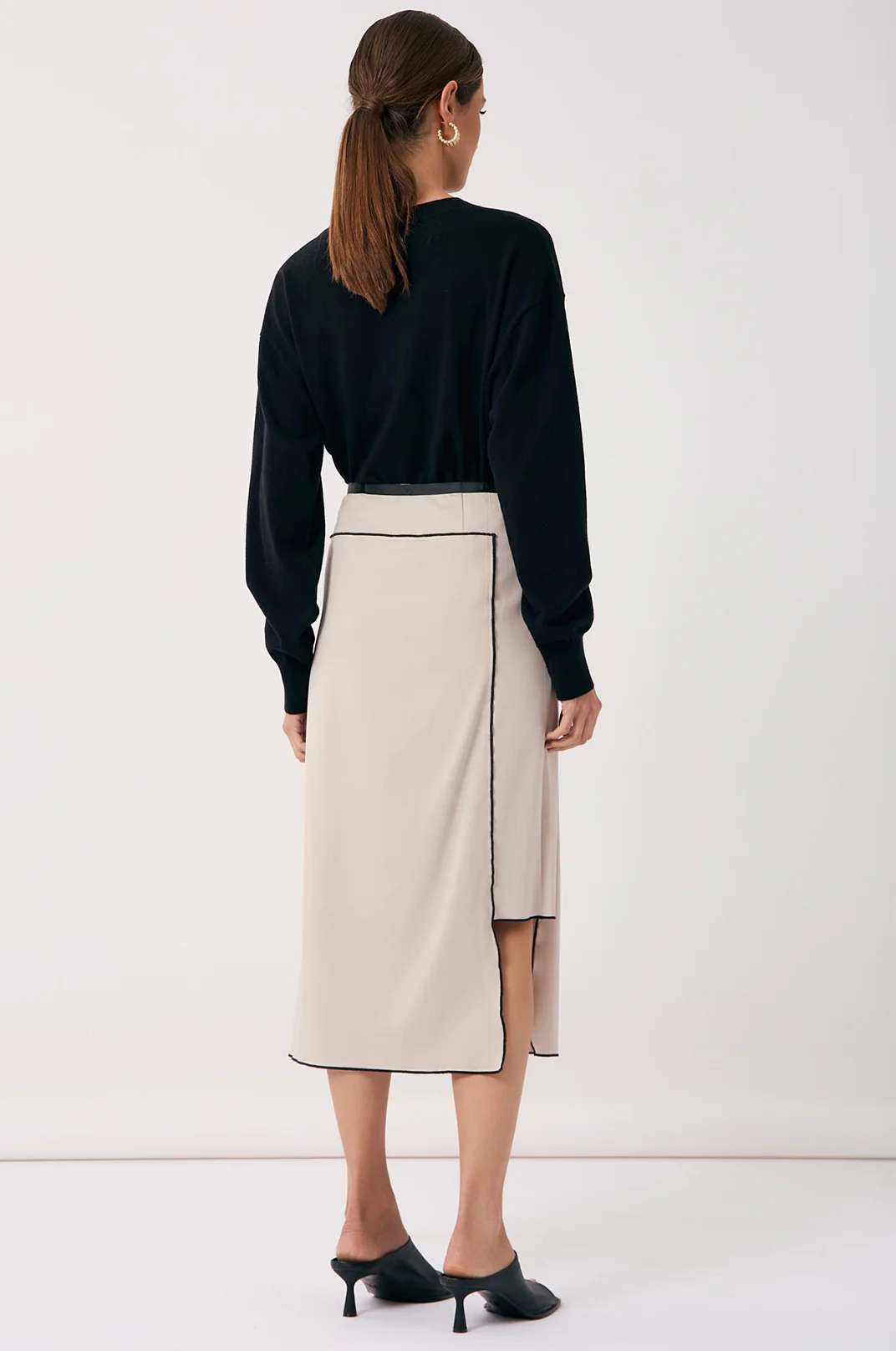 Yuliana Asymmetric Midi Skirt (Stone) - Image 5
